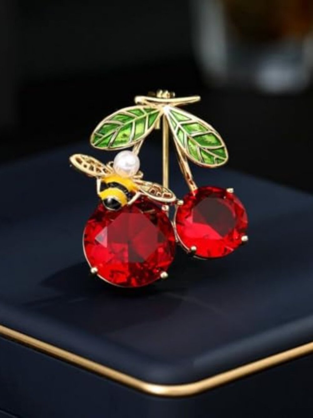 Rhiones Fruit Brooch Pin for Women Fashion Red Cherry Strawberry Banana Cherry
